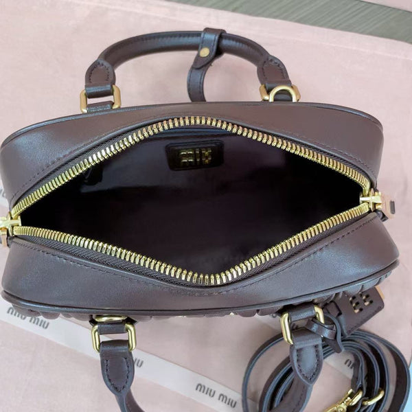 Miumiu Arcadie Matelassã Bag 22 In Mischka Brown Lambskin