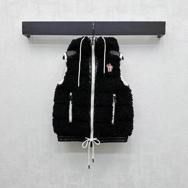 Moncle 25 Teddy Plush Down Vest in Black