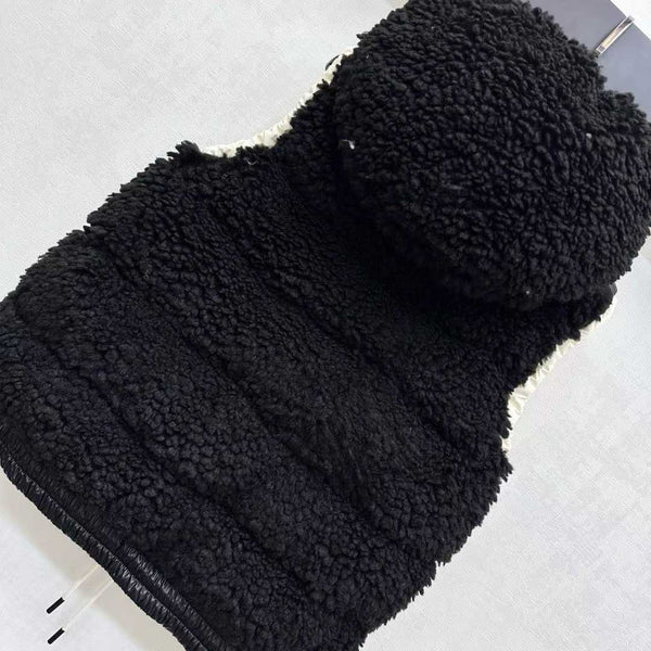 Moncle 25 Teddy Plush Down Vest in Black