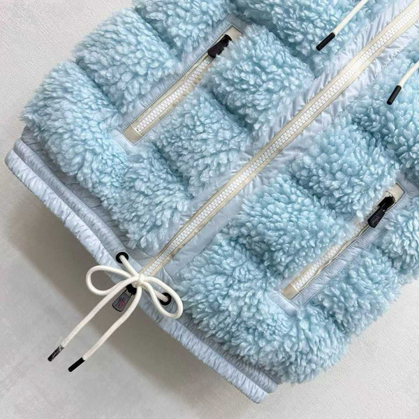 Moncle 25 Teddy Plush Down Vest in Blue