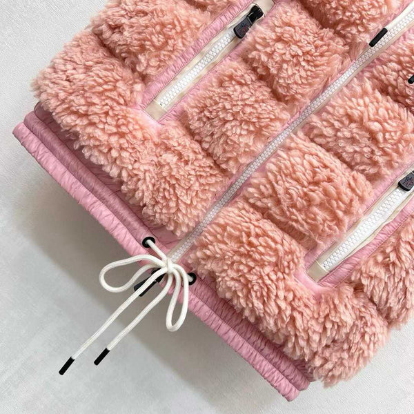 Moncle 25 Teddy Plush Down Vest in Pink