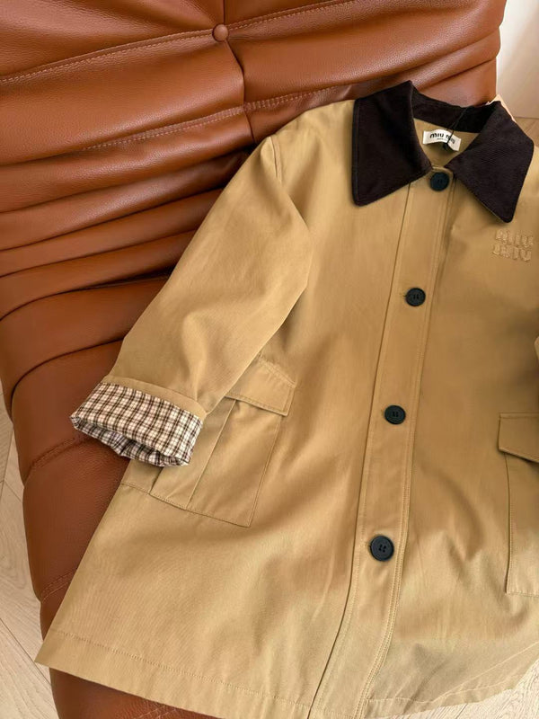 Miumiu Jacket Beige mix Dark Brown Cotton Wool