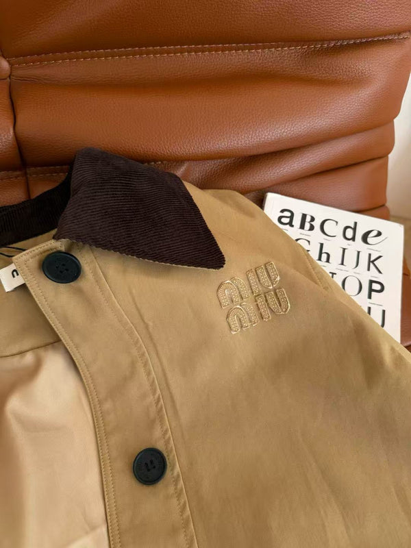 Miumiu Jacket Beige mix Dark Brown Cotton Wool