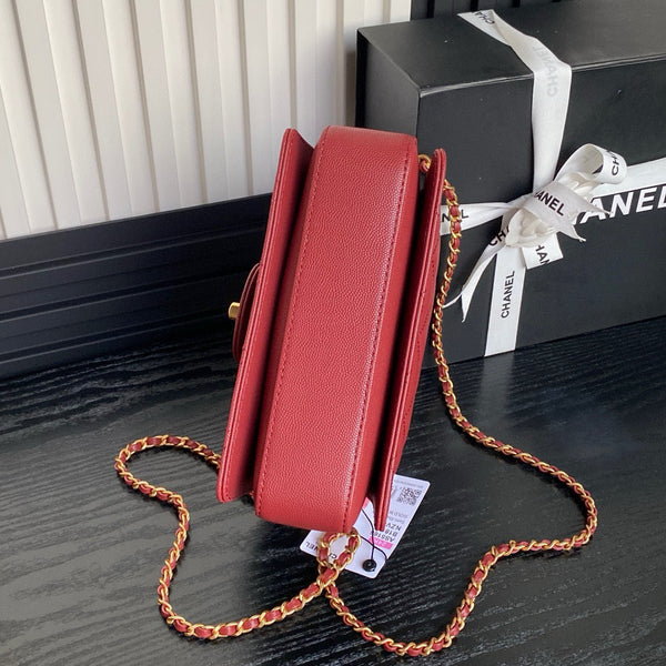 CC 24K Top Handle 19cm Burgundy Calfskin Gold Hardware