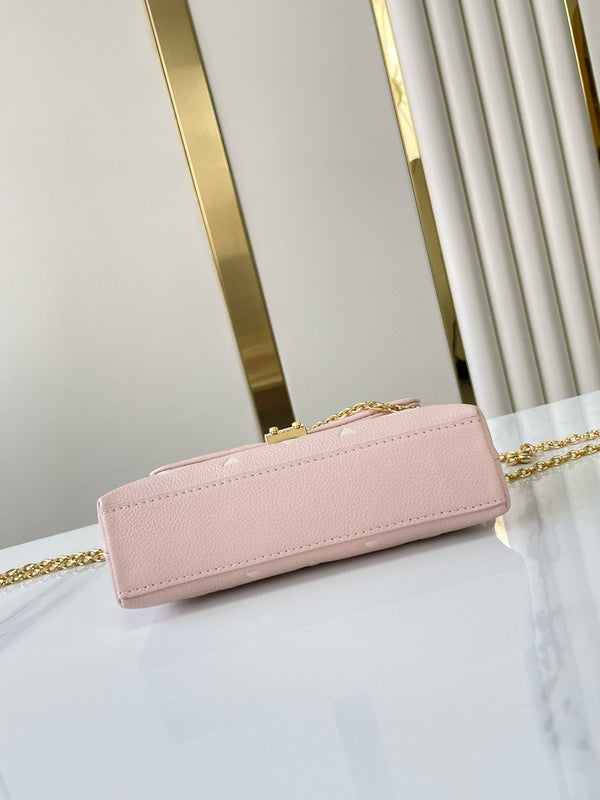 NANO MADELEINE 21 IN PINK EMBOSSED CALFSKIN GOLD HARDWARE