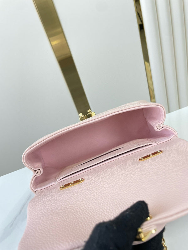 NANO MADELEINE 21 IN PINK EMBOSSED CALFSKIN GOLD HARDWARE