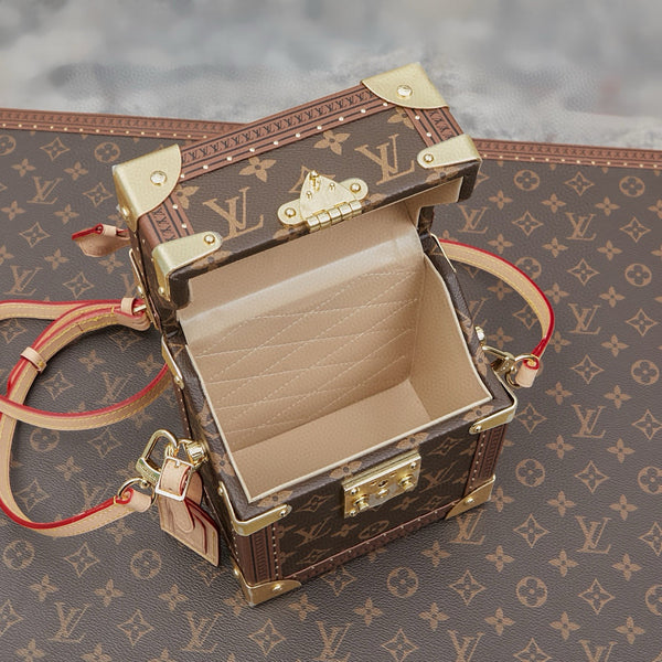 MINI BAULE RETTANGOLARE 17 IN TELA MONOGRAMMA MARRONE