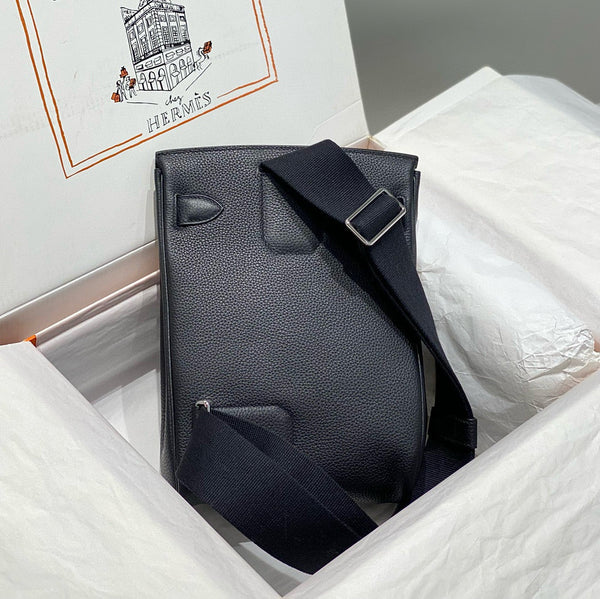 HM HAC A DOS PM 26CM NERO PELLE TOGO FERRAMENTA ARGENTO