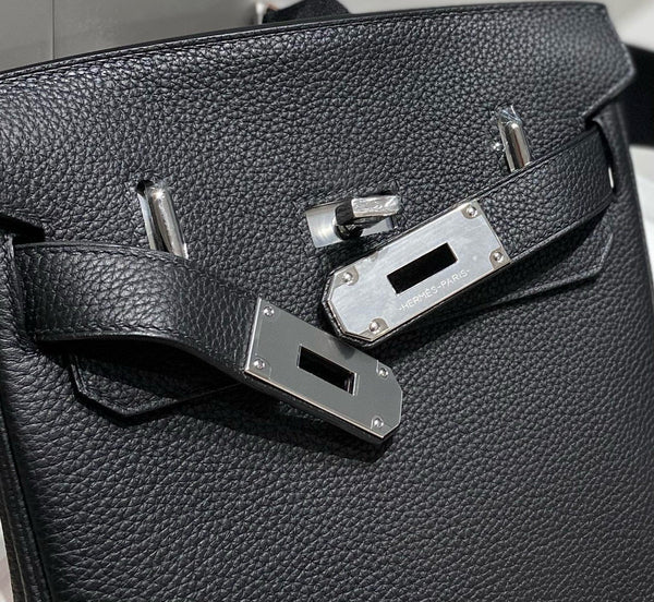 HM HAC A DOS PM 26CM NERO PELLE TOGO FERRAMENTA ARGENTO