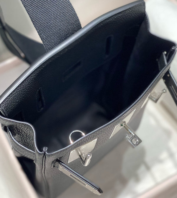 HM HAC A DOS PM 26CM NERO PELLE TOGO FERRAMENTA ARGENTO