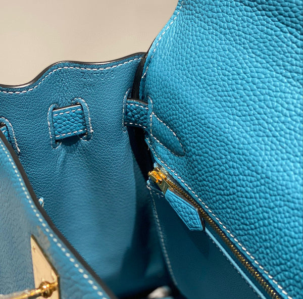 HM Mini Kelly 25cm Blue Jean Pelle Togo Hardware dorato