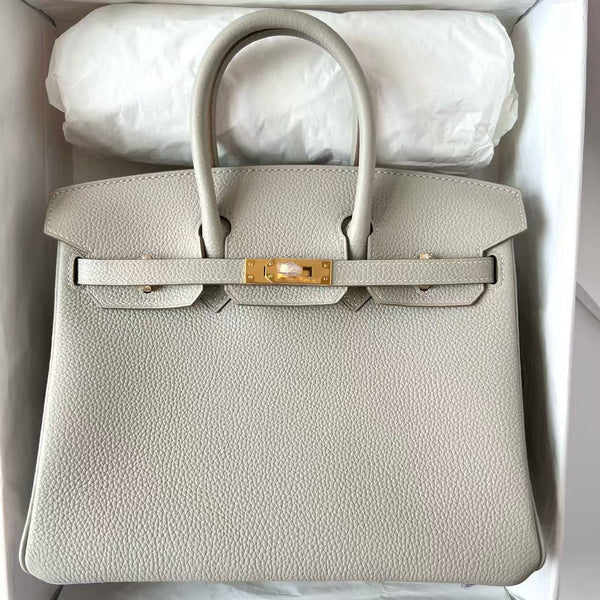 HM Birkin Bag Pearl Grey Togo Leather Gold Hardware