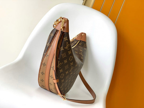 LV hobo Loop Bag 38cm Brown Monogram Canvas