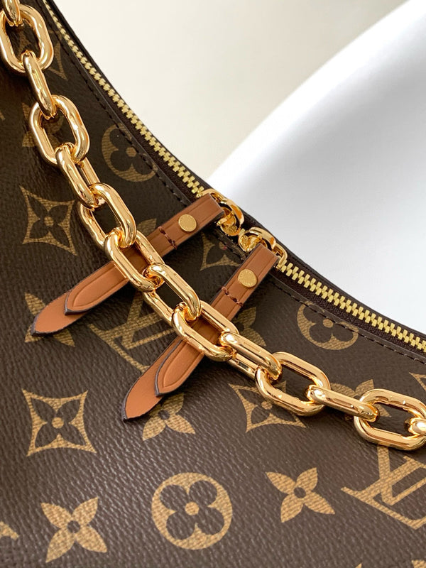 LV hobo Loop Bag 38cm Brown Monogram Canvas
