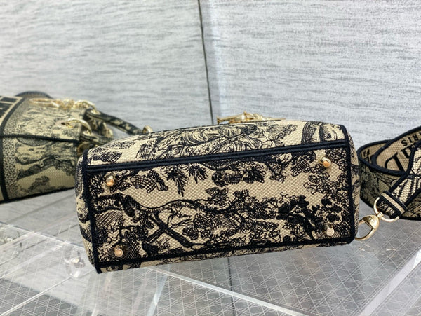 CD 24 Women Mini Lady D-lite Bag Brown Toile de Jouy Embroidery