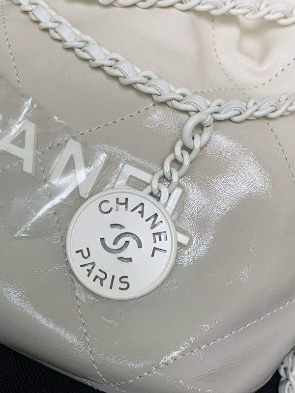 CC Mini 22 Hobo Bag White Grey Lambskin