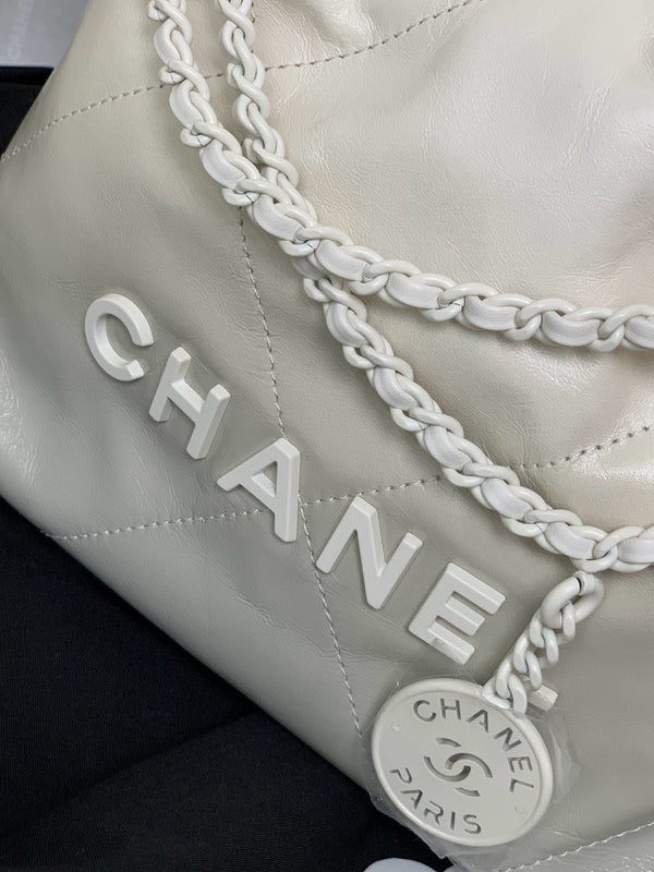 CC Mini 22 Hobo Bag White Grey Lambskin