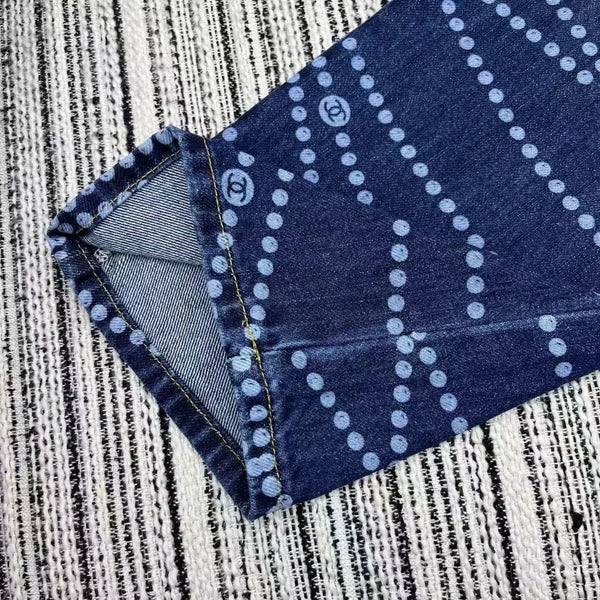 CC Jeans Printed Faded Denim Blue and White