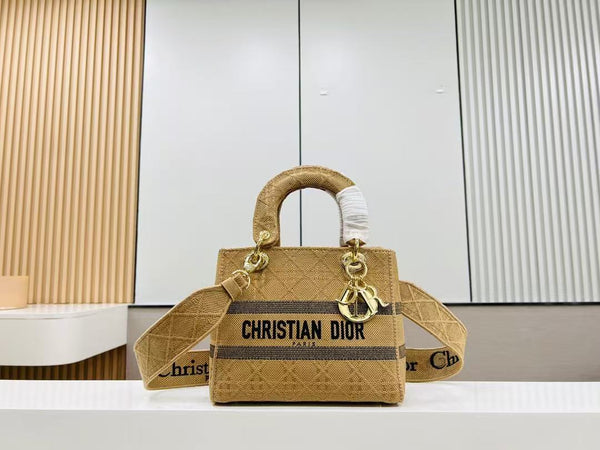 SMALL 24 LADY BAG IN TAN BROWN CANVAS