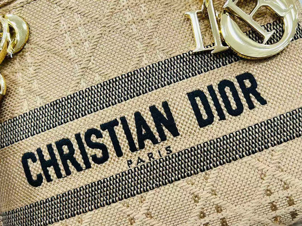 SMALL 24 LADY BAG IN TAN BROWN CANVAS