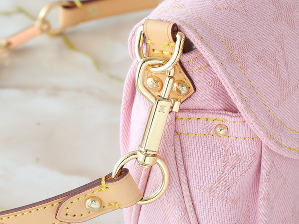 LV Sunset Bag 27cm Pink Monogram Denim Gold Hardware