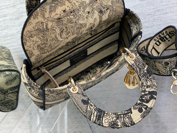 medium lady 24 black beige canvas