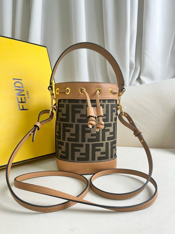 MON TRESOR 18 IN MONOGRAM BROWN CANVAS WITH FF MOTIF EMBROIDERED