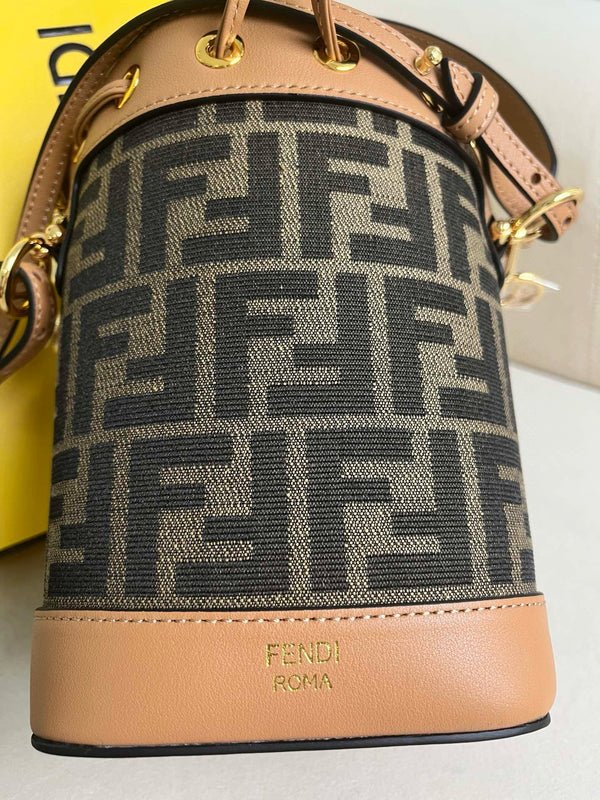 MON TRESOR 18 IN MONOGRAM BROWN CANVAS WITH FF MOTIF EMBROIDERED