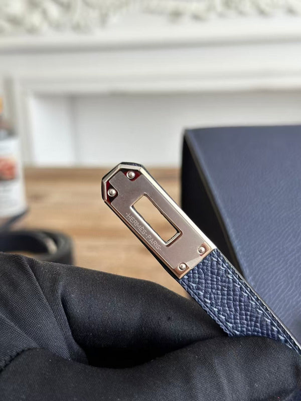 HM Kelly Sellier Blue Epsom Leather Silver Hardware