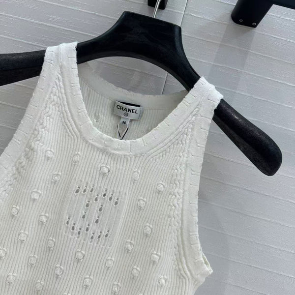 CC 25 White Knitted Tank Top