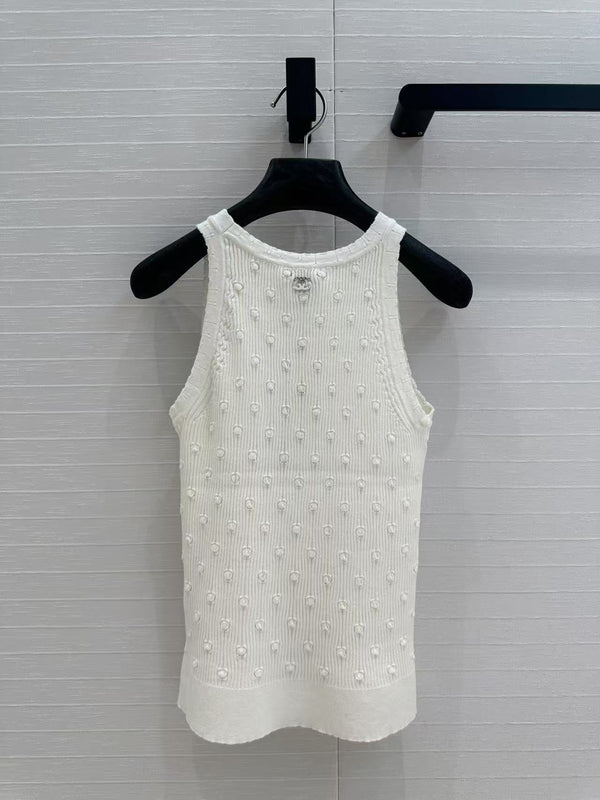 CC 25 White Knitted Tank Top