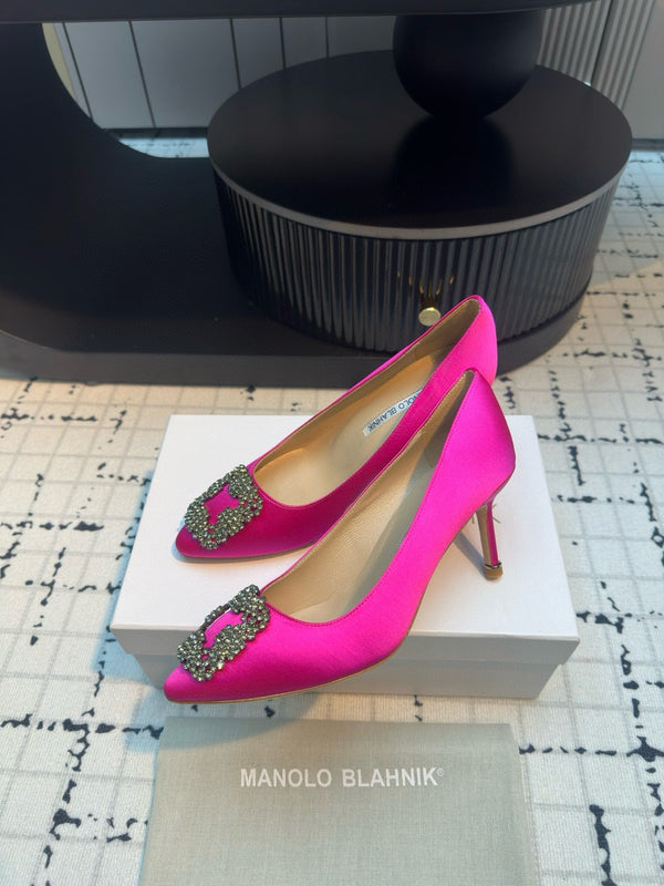 Manolo Blahnik Hangisi Pink Satin