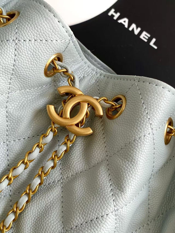 CC 25C Hobo Bag 30cm Light Blue Grained Calfskin