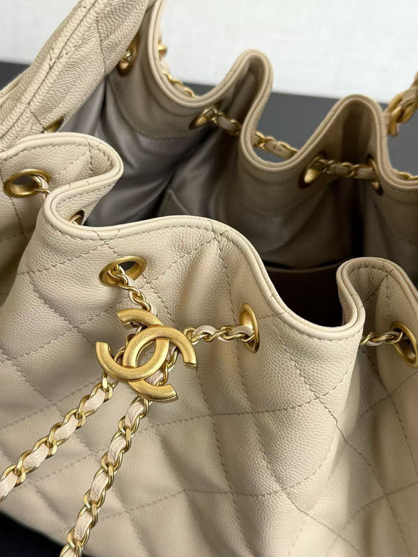 CC 25C Hobo Bag 30cm Beige Grained Calfskin