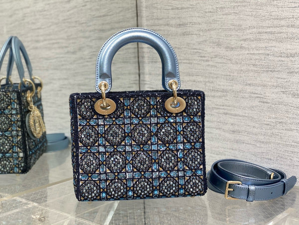 CD Lady 20 Navy blue Canvas attached diamonds