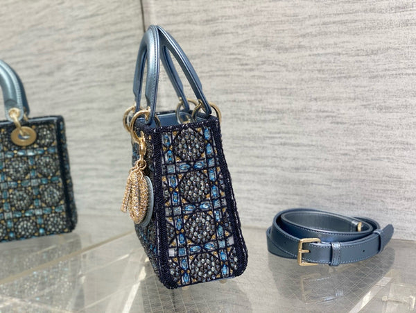 CD Lady 20 Navy blue Canvas attached diamonds