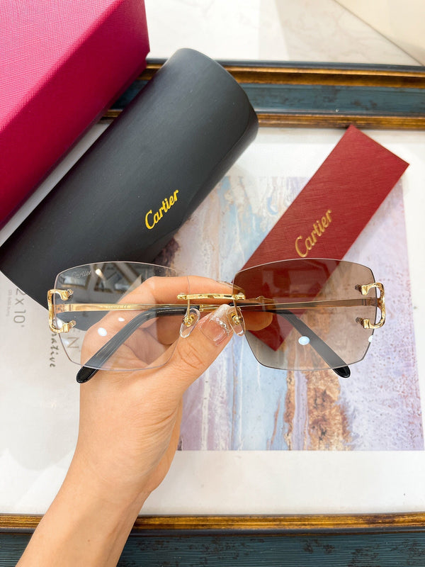 Cartier Sunglasses Rectangle Gold Frame