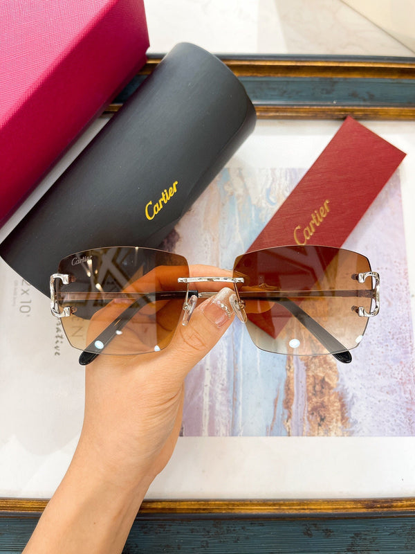 Cartier Sunglasses Rectangle Gold Frame