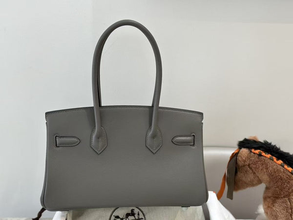 HM SHOULDER BIRKIN 29CM IRON GRAY CALFSKIN SILVER HARDWARE