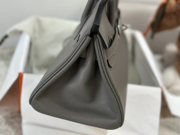 HM SHOULDER BIRKIN 29CM IRON GRAY CALFSKIN SILVER HARDWARE