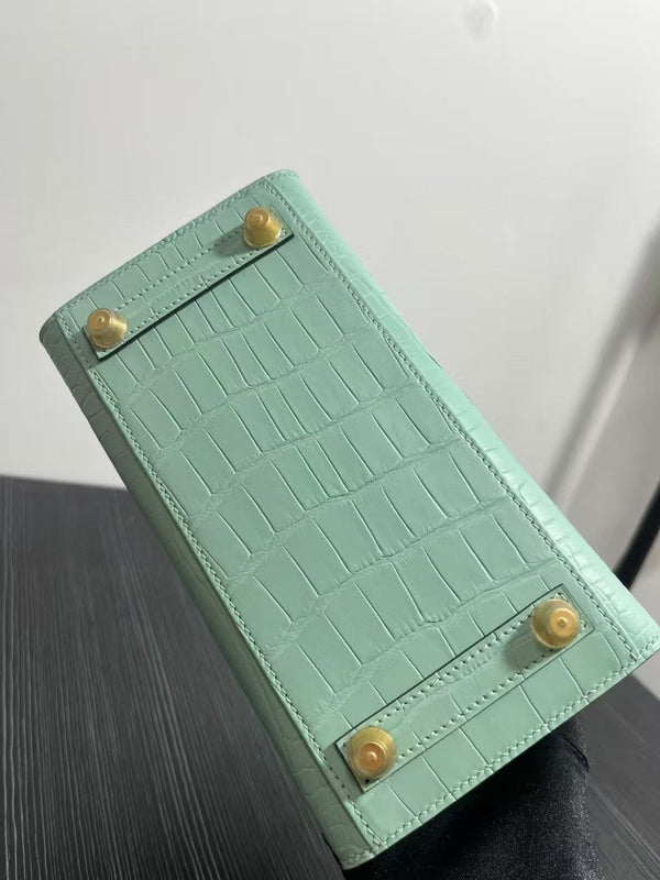 HM BIRKIN 25cm Vert Deau Crocodile Gold Hardware