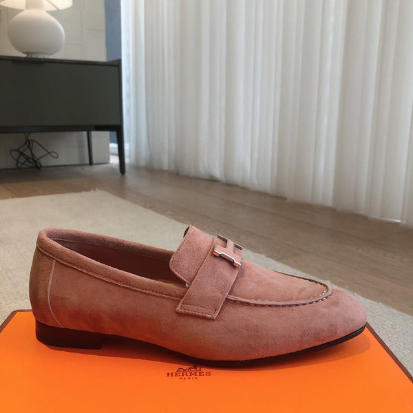 Paris Loafer In Rose Amarante Suede Goatskin With Signature Paris Buckle