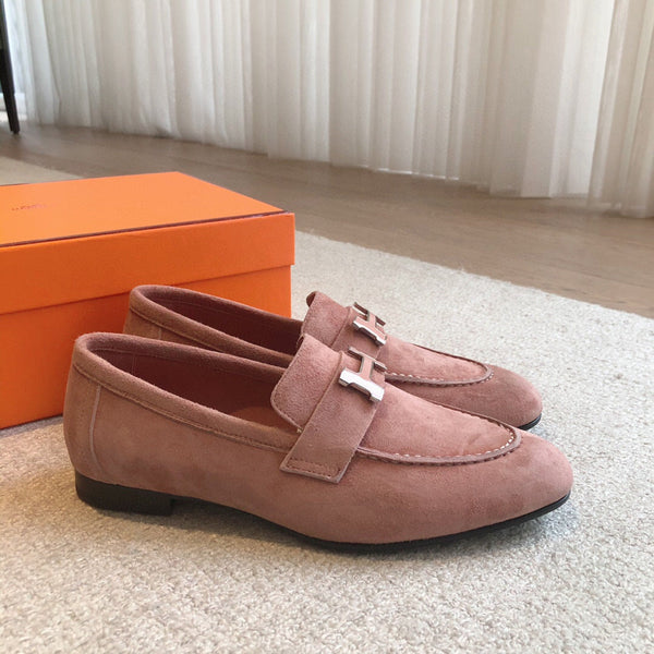 Paris Loafer In Rose Amarante Suede Goatskin With Signature Paris Buckle