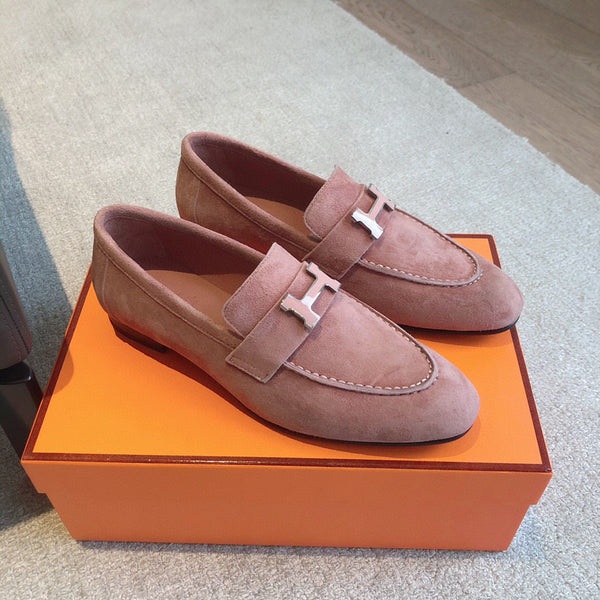 Paris Loafer In Rose Amarante Suede Goatskin With Signature Paris Buckle