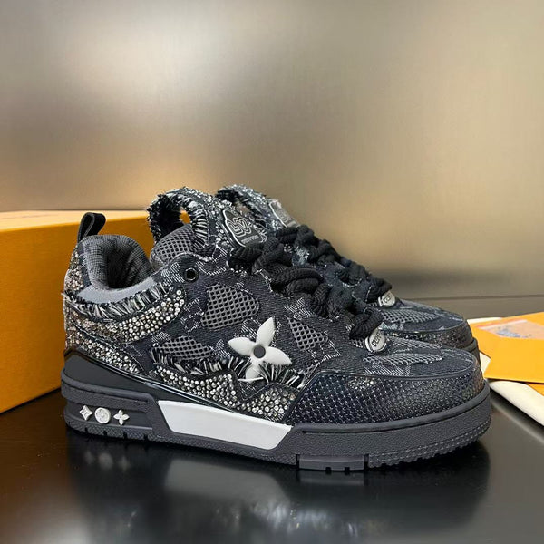 LV Skate Sneaker Black Swarovski Monogram Cowhide