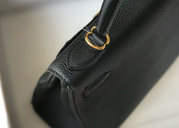 HM KELLY BAG 28 IN BLACK TOGO LEATHER GOLD HARDWARE