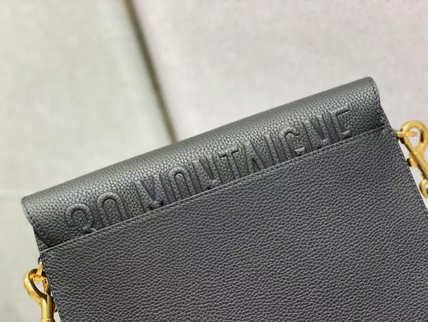 CD Bobby Bag Black Pebbled Leather Gold Hardware