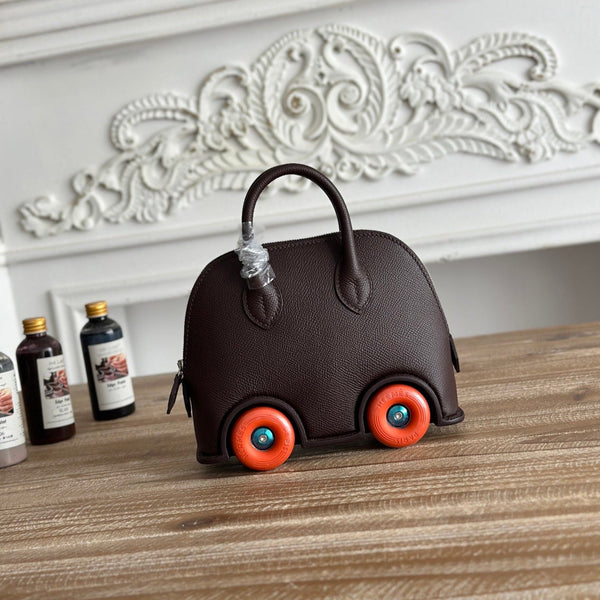 HM Bolide Mini 19cm Burgundy Epsom Leather on Orange Wheels