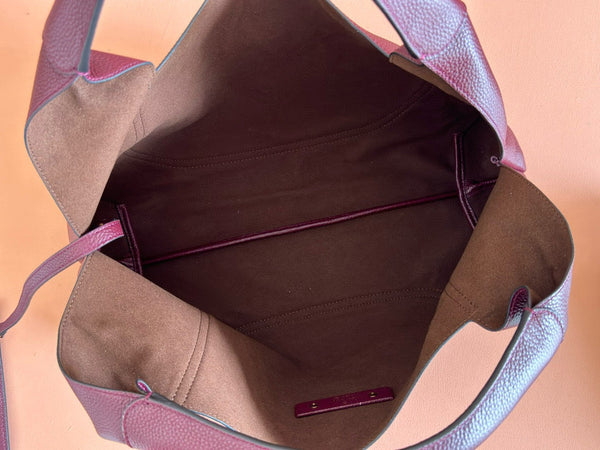 GG Softbit Shoulder Bag 46cm Burgundy Grained Calfskin Gold Hardware