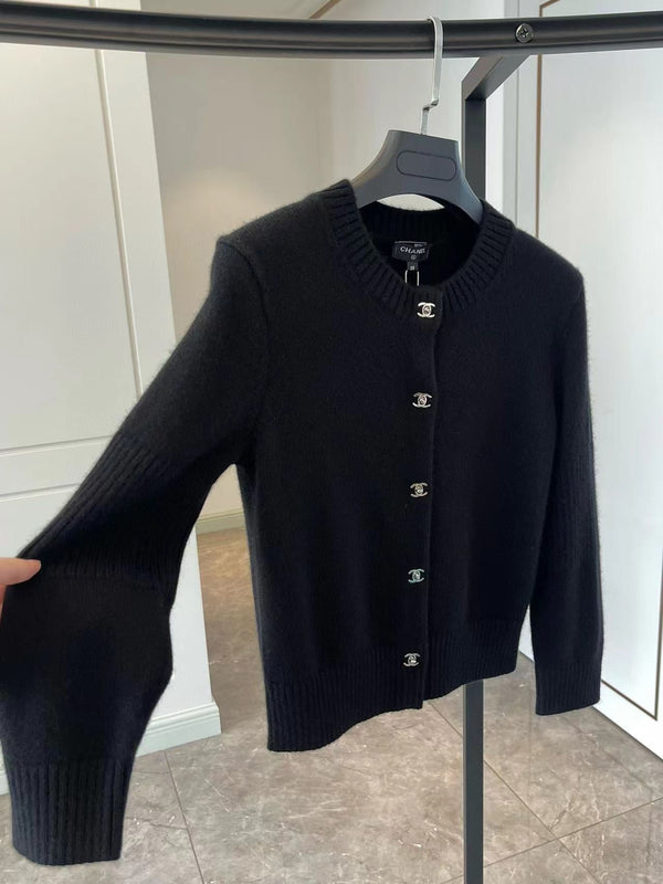 Chanel Black Cashmere Knitted Cardigan
